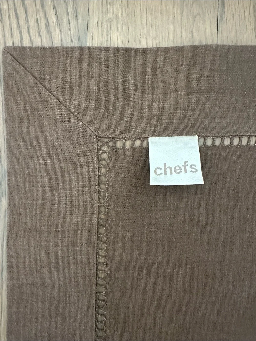 Set of 4 Vintage Rectangular Linen Blend Hemstitch Placemats in Brown 20